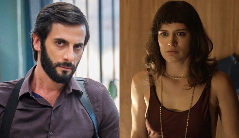 Vinícius (Flávio Tolezani) e Clara (Bianca Bin) de O Outro Lado do Paraíso