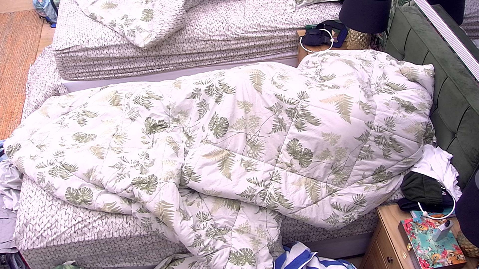 Gleici e Wagner movimentam o edredom no BBB18 (Reprodução: TV Globo)