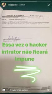 Boletim de Ocorrência feito por Theo Becker após ataque em rede social