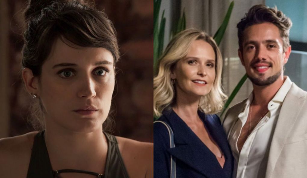 Clara (Bianca Bin), Fabiana (Fernanda Rodrigues) e Renato (Rafael Cardoso) de O Outro Lado do Paraiso
