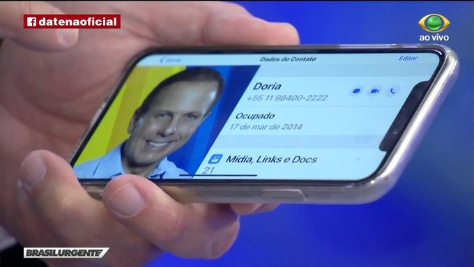Datena divulga telefone de Dória no Brasil Urgente