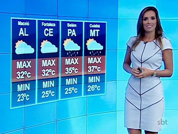 Antes de trabalhar na bancada, Karyn Bravo se destacou nas previsões climáticas (Divulgação/SBT)