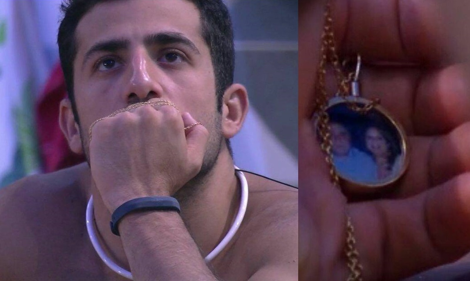 Kaysar e seu relicário no BBB18 (Reprodução: TV Globo)
