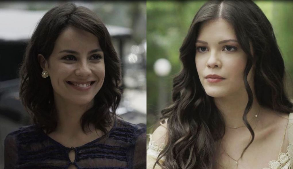Lucinda (Andreia Horta) e Maria Vitoria (Vitoria Strada) de Tempo de Amar