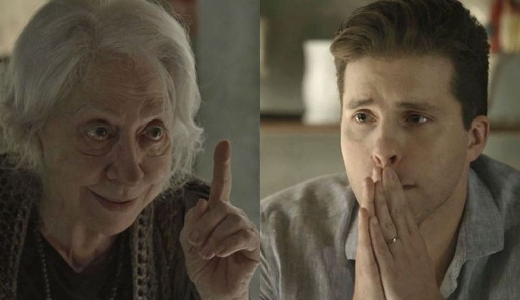 Mercedes (Fernanda Montenegro) e Patrick (Thiago Fragoso) de O Outro Lado do Paraiso