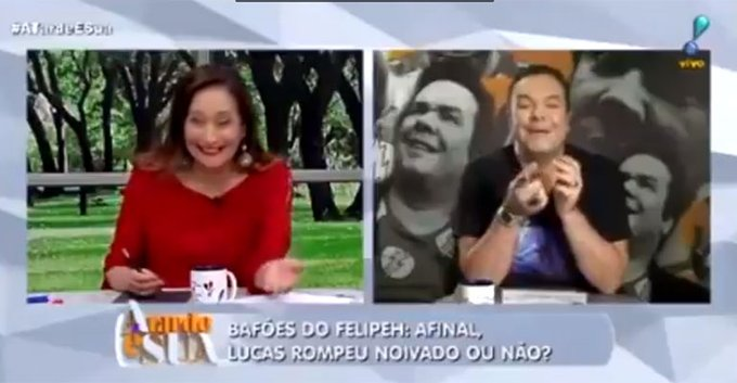 Sônia Abrão e Felipeh Campos no A Tarde é Sua desta quarta