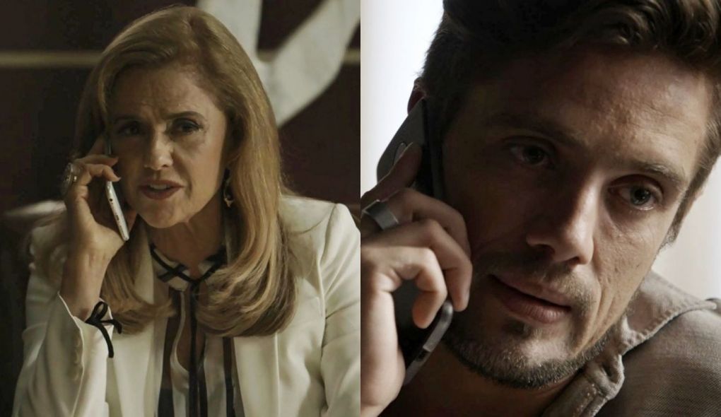 Sophia (Marieta Severo) e Renato (Rafael Cardoso) de O Outro Lado do Paraiso