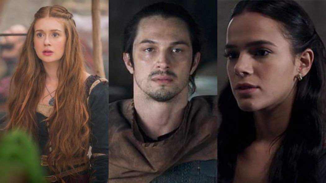 Amalia (Marina Ruy Barbosa), Afonso (Romulo Estrela) e Catarina (Bruna Marquezine) de Deus Salve o Rei