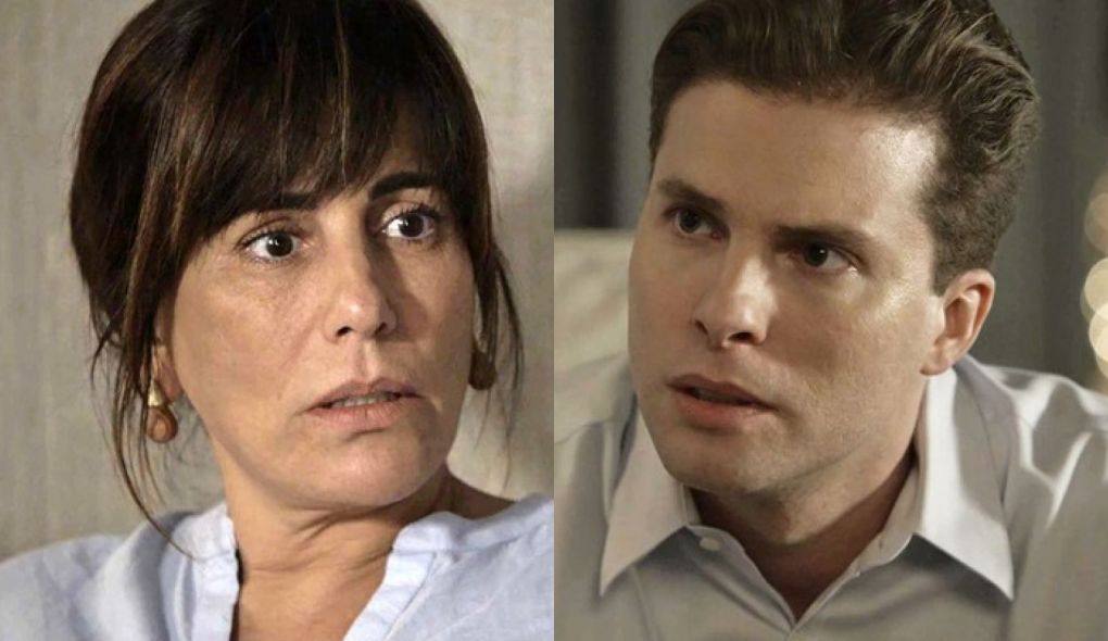 Beth (Gloria Pires) e Patrick (Thiago Fragoso) de O Outro Lado do Paraiso