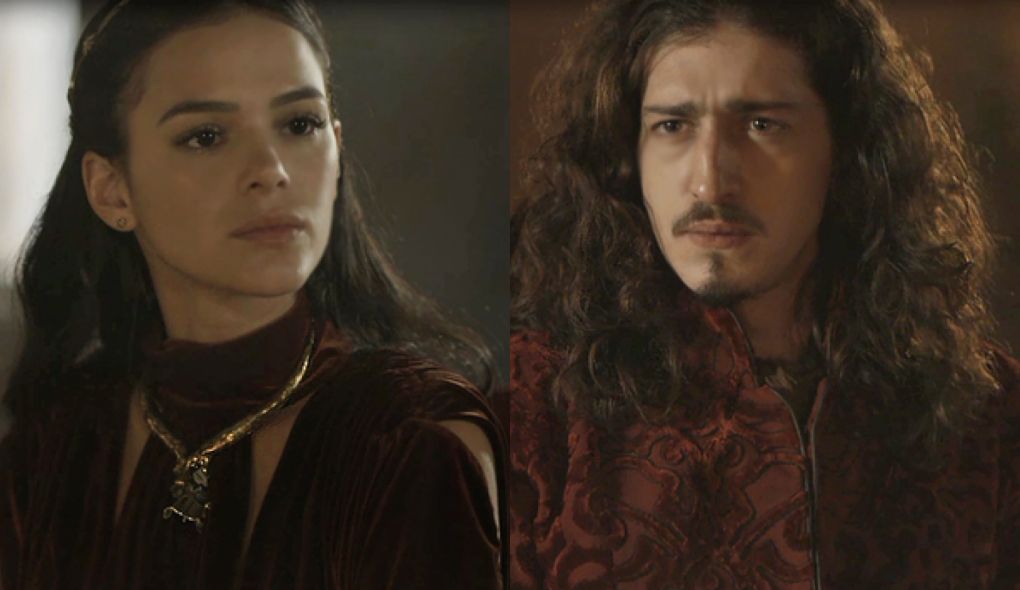 Catarina (Bruna Marquezine) e Rodolfo (Johnny Massaro) de Deus Salve o Rei