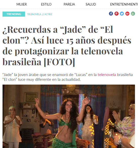Site Peruano destaca Giovanna Antonelli e novela O Clone (Divulgação)