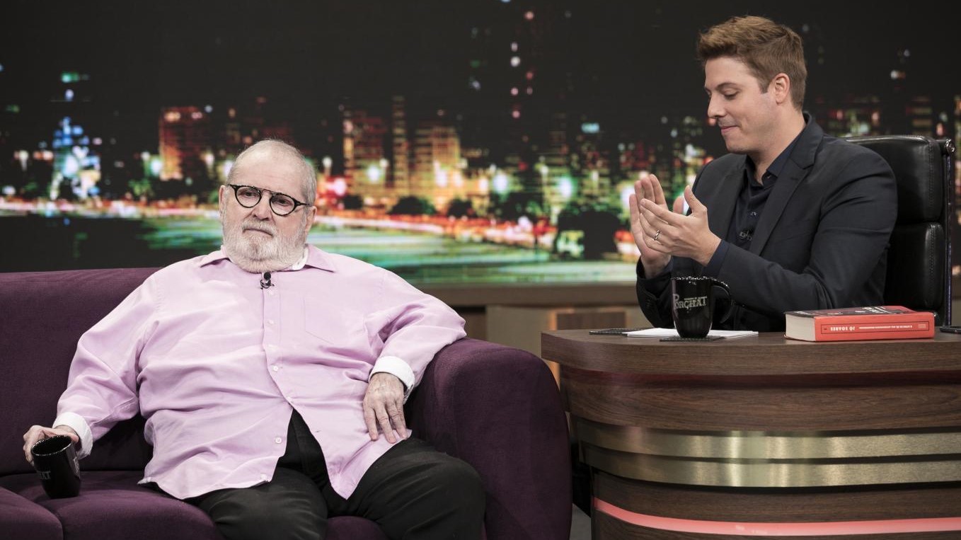 Jô Soares e Fábio Porchat, no Programa do Porchat, da Record