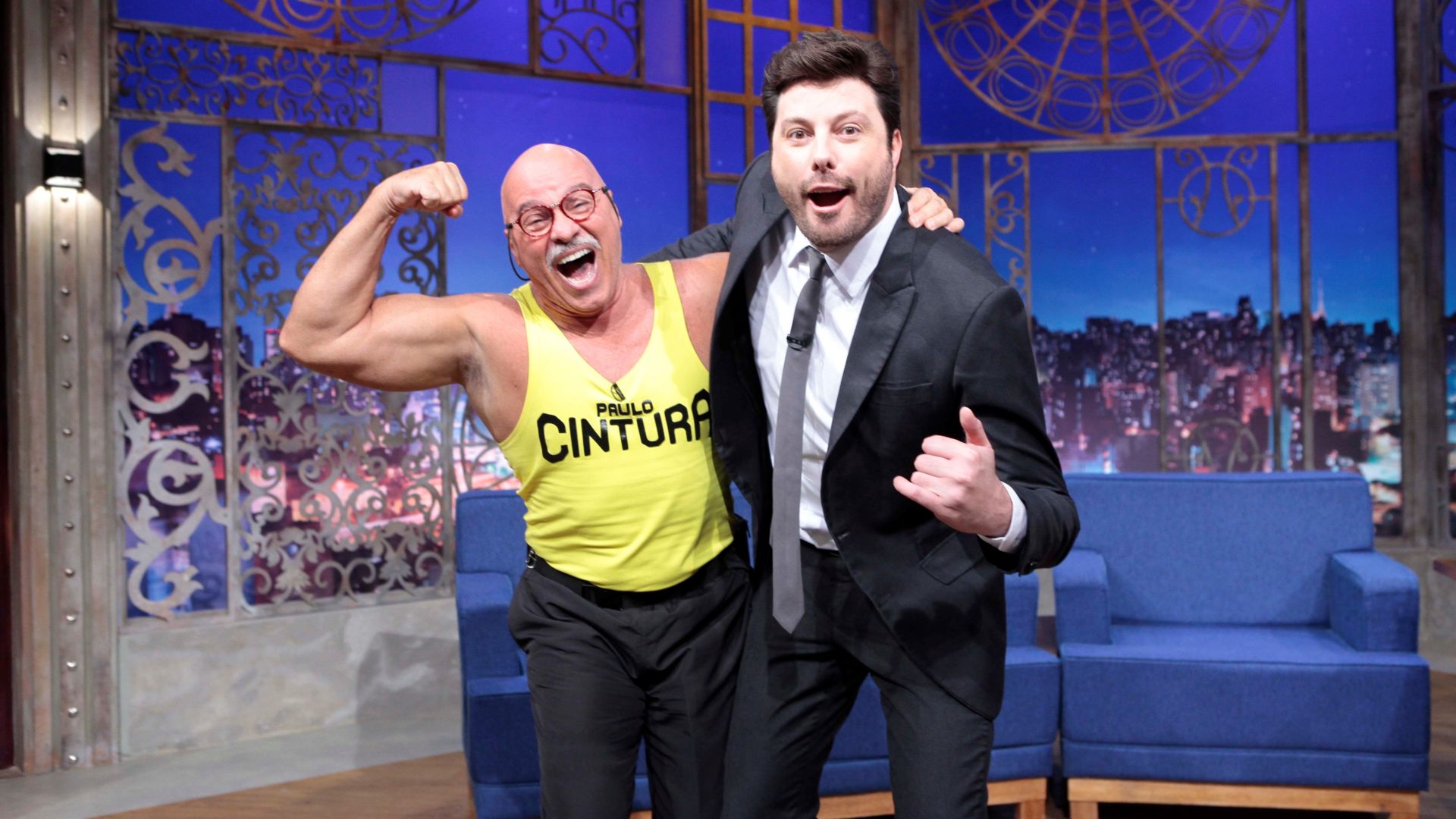 Paulo Cintura e Danilo Gentili no The Noite