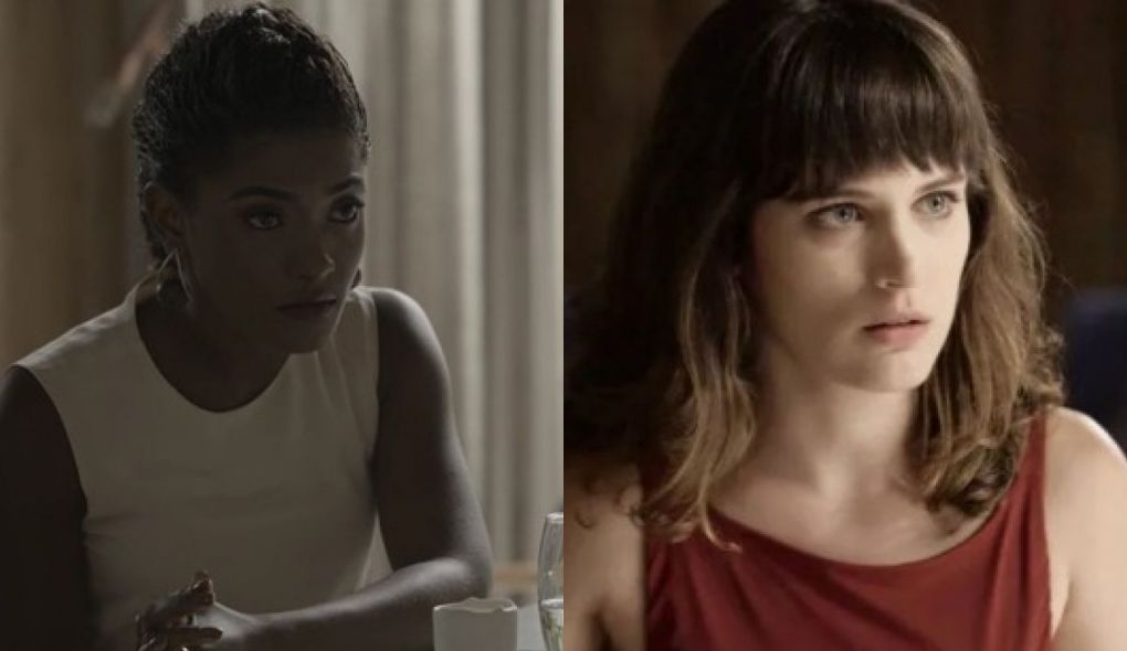 Raquel (Erika Januza) e Clara (Bianca Bin) de O Outro Lado do Paraíso