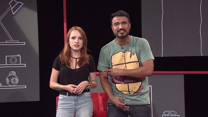 Natalia Kreuser e Alan Ribeiro no programa Viralizando
