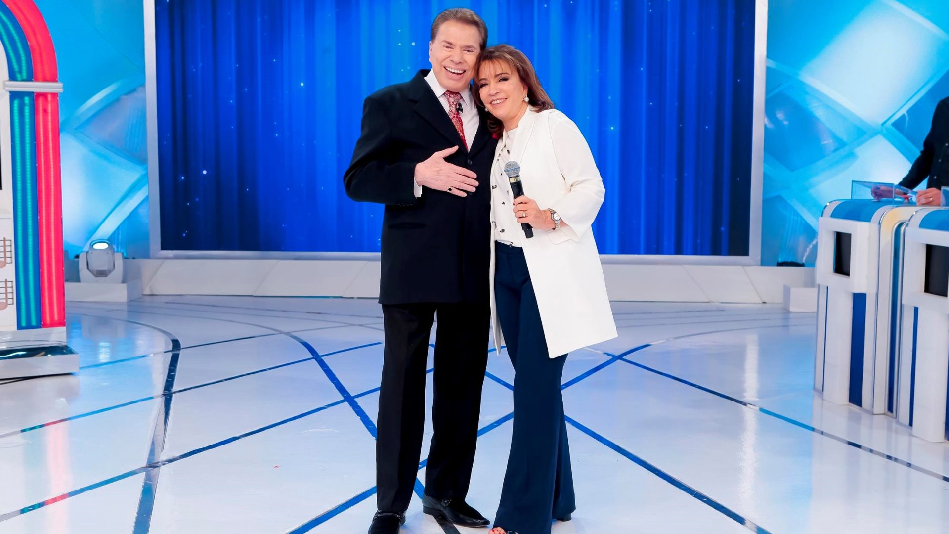Silvio Santos e sua esposa Íris Abravanel no Programa Silvio Santos