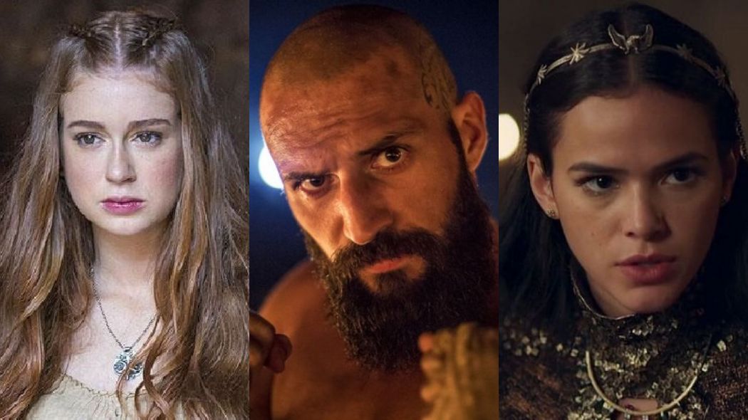 Amalia (Marina Ruy Barbosa), Constantino (Jose Fidalgo) e Catarina (Bruna Marquezine) de Deus Salve o Rei