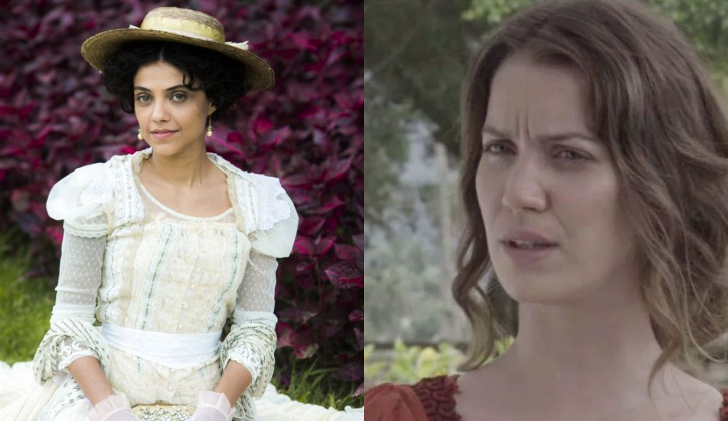 Amelia (Leticia Persiles) e Elisabeta (Nathalia Dill) de Orgulho e Paixao