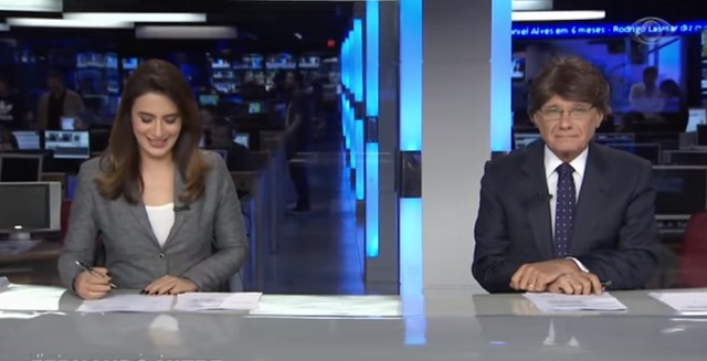 Lana Canepa e Ricardo Boechat, no Jornal da Band