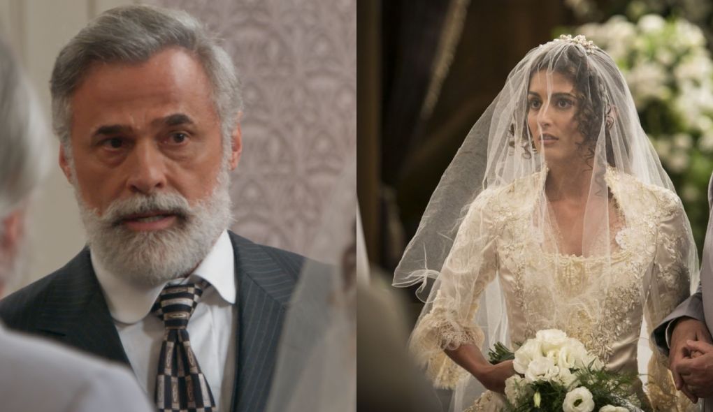 Cecília (Anaju Dorigon) e Almirante Tibúrcio (Oscar Magrini) de Orgulho e Paixão