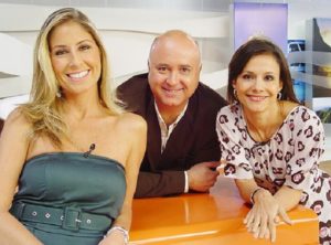 Patrícia Maldonado, Daniel Bork e Lorena Calábria no Dia Dia, da Band 