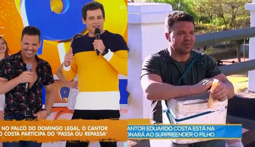 Eduardo Costa apareceu na Record e no SBT ao mesmo tempo neste domingo (20)