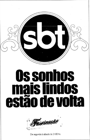 Anúncio de Fascinação em jornais da época da estreia