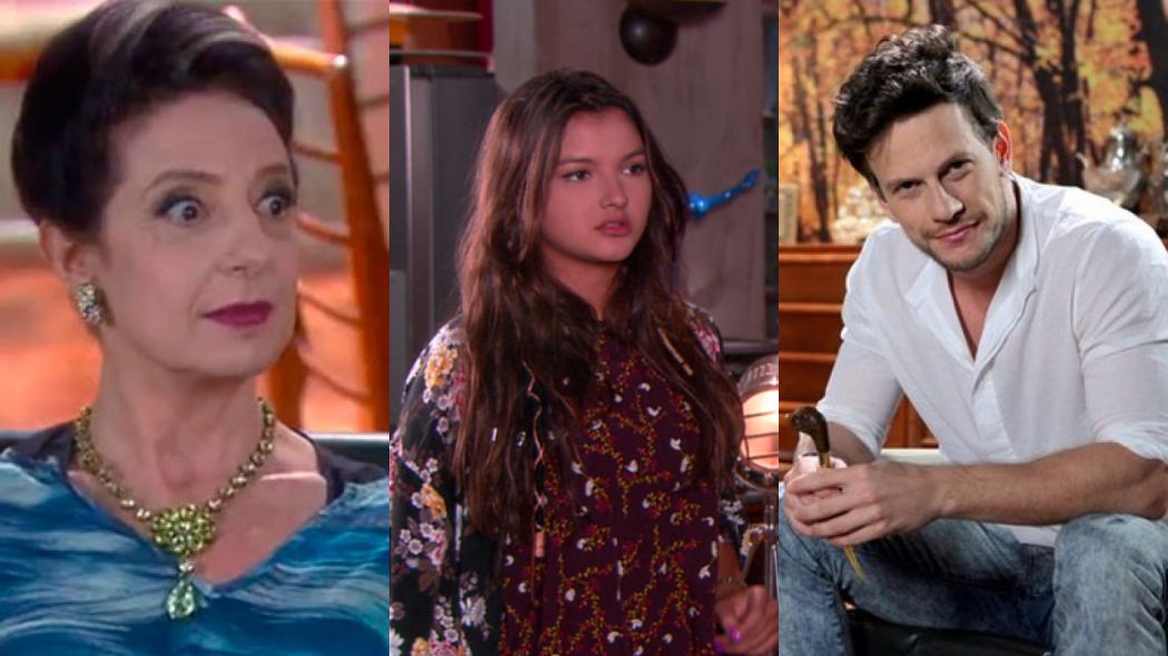 Haydee (Clarice Niskier), Cassandra (Barbara Maia) e Flavio (Eduardo Pelizzari) de Carinha de Anjo