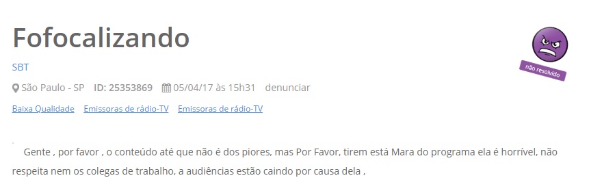 Mara foi alvo de reclamações na web