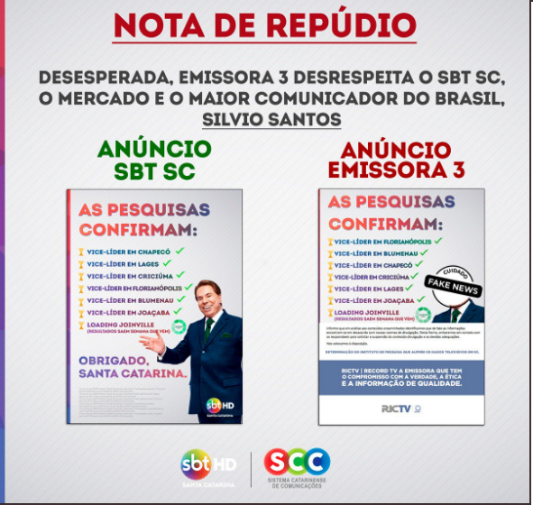 Nota de repúdio feita pelo SBT SC