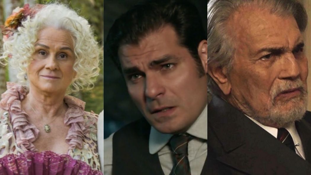 Ofelia (Vera Holtz), Darcy (Thiago Lacerda) e Lorde Williamson (Tarcísio Meira) de Orgulho e Paixao