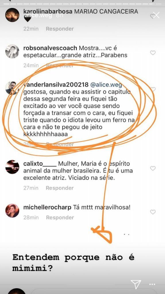 Print feito por Alice Wegmann no Instagram