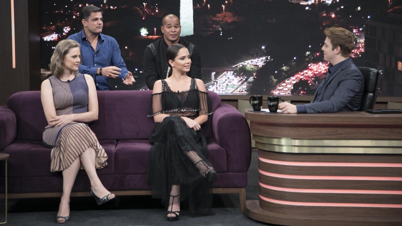 Aloísio Chulapa e Luisa Albuquerque e André Di Mauro e Liége Müller no Programa do Porchat