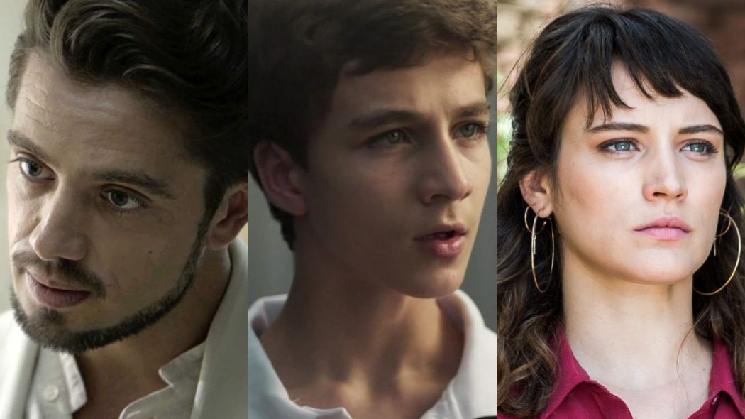 Renato (Rafael Cardoso), Tomaz (Vitor Figueiredo) e Clara (Bianca Bin) de O Outro Lado do Paraiso