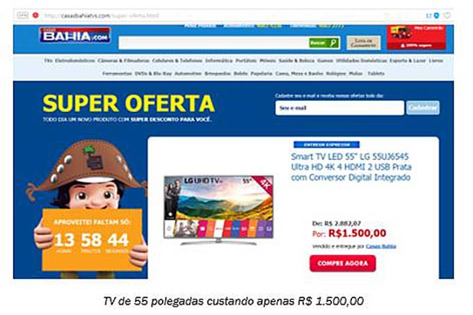 Sites falsos criam ofertas de TVs
