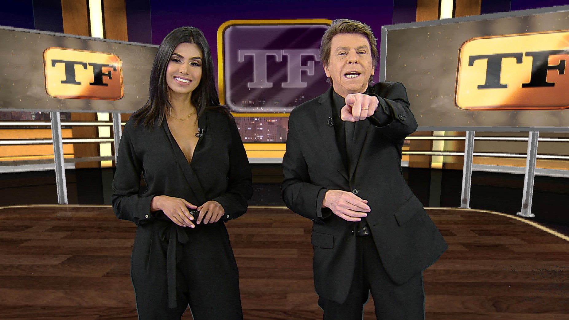 Flavia e Nelson Rubens no TV Fama