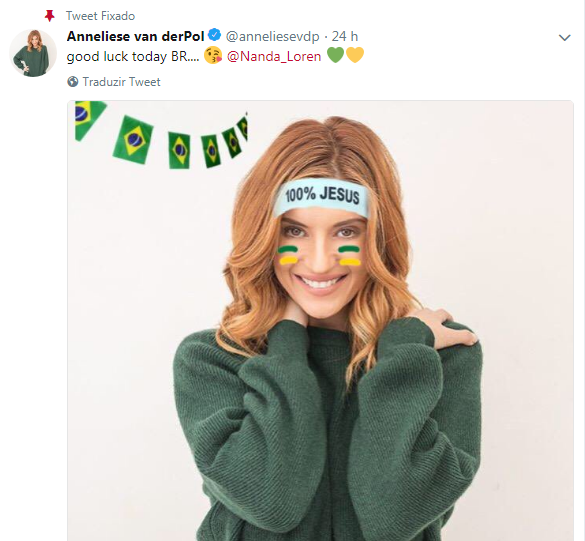 Anneliese Van Der Pol revelou torida para a Seleção Brasileira