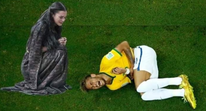 Bruna Marquezine como Catarina de Deus Salve o Rei e Neymar em montagem feita na web