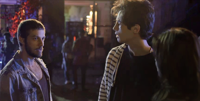 Icaro (Chay Suede), Valentim (Danilo Mesquita) e Rosa (Leticia Colin) de Segundo Sol