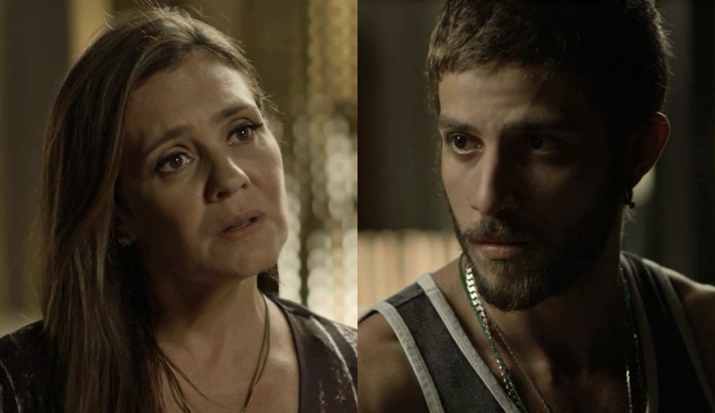 Laureta (Adriana Esteves) e Icaro (Chay Suede) de Segundo Sol