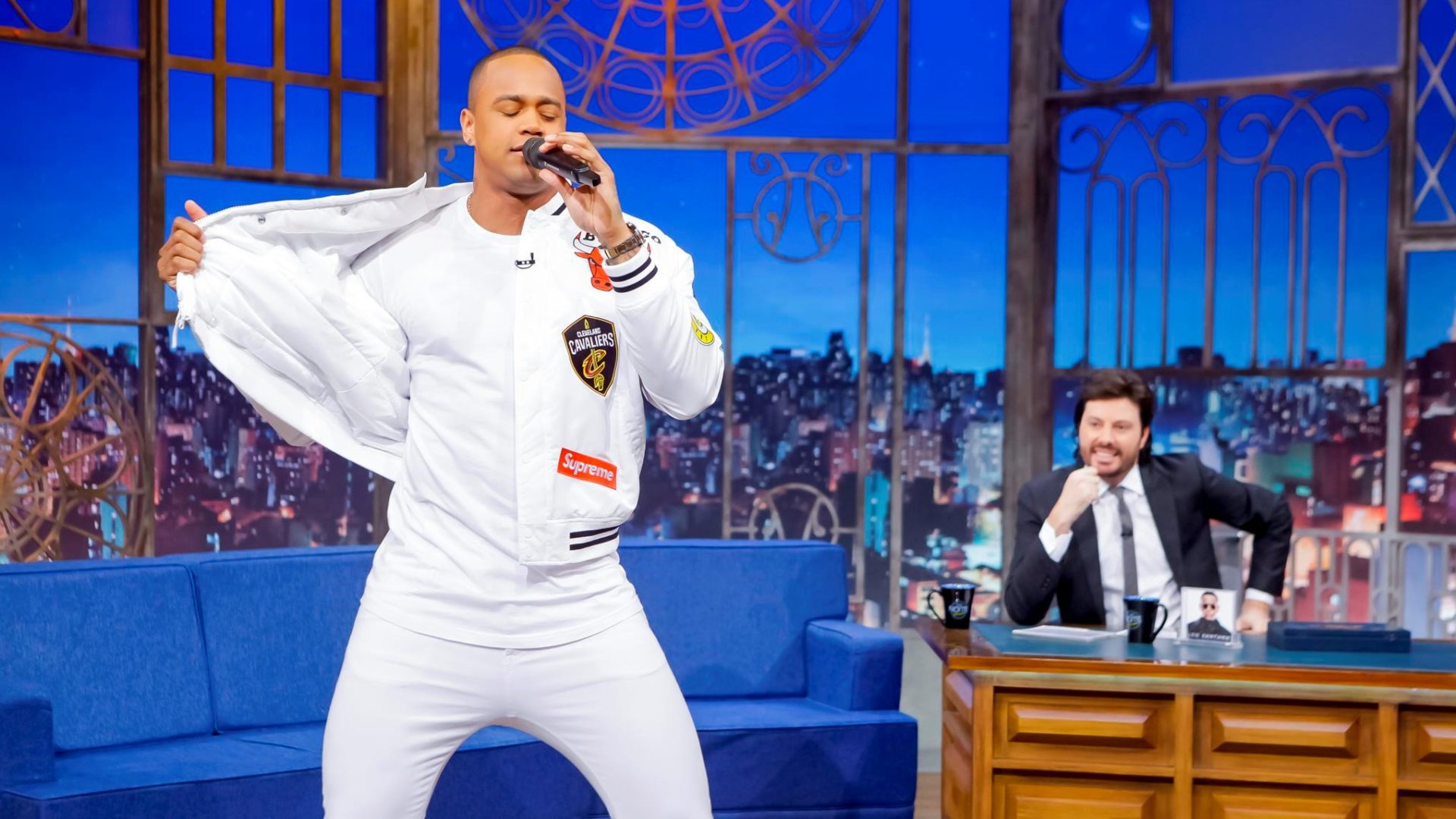 Léo Santana e Danilo Gentili no The Noite