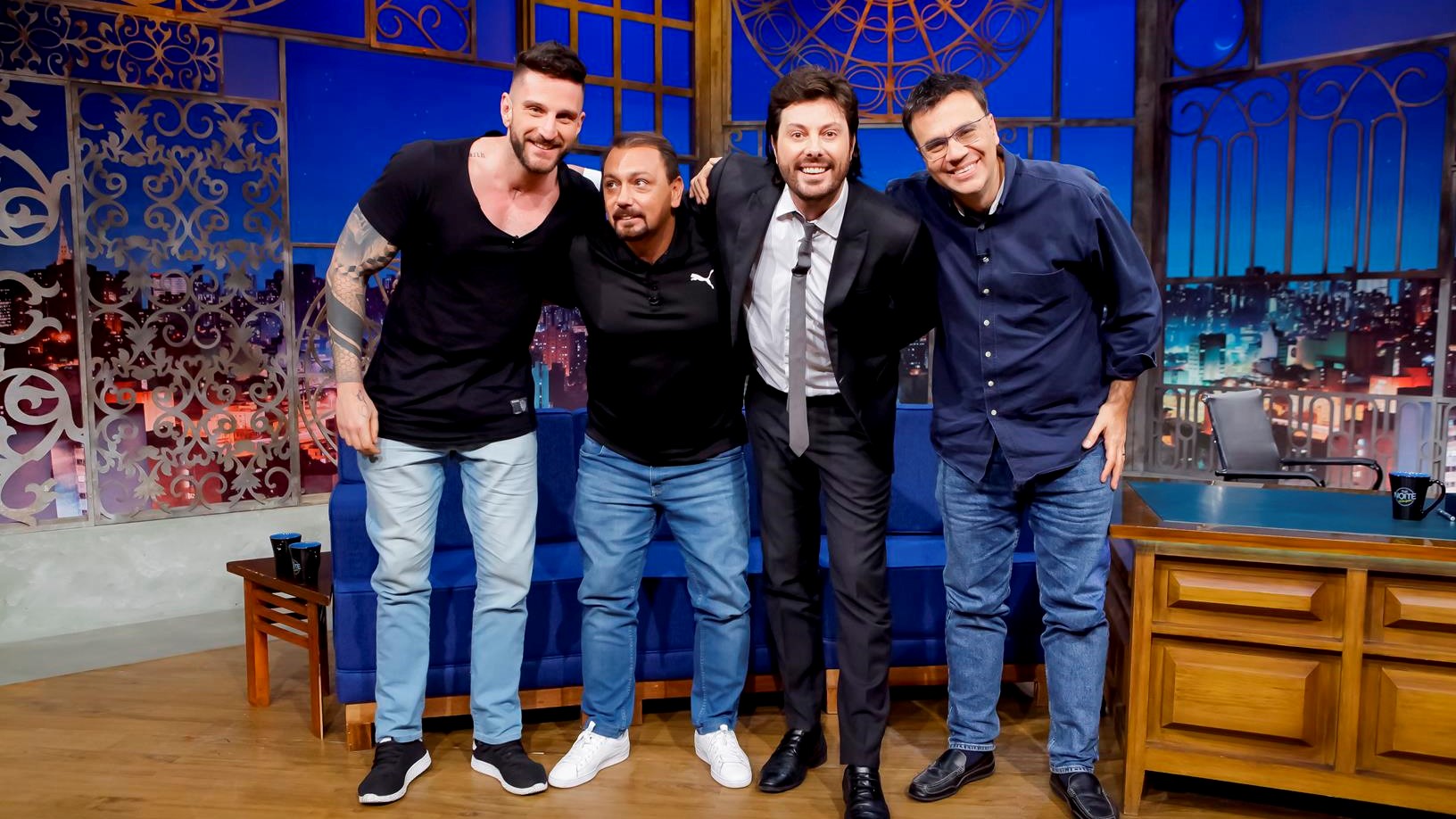Mauro Beting, Alê Oliveira, Guilherme Pallesi no The Noite