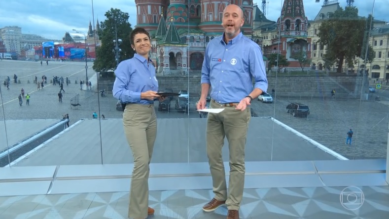 Sandra Annenberg e Alex Escobar no Jornal Hoje