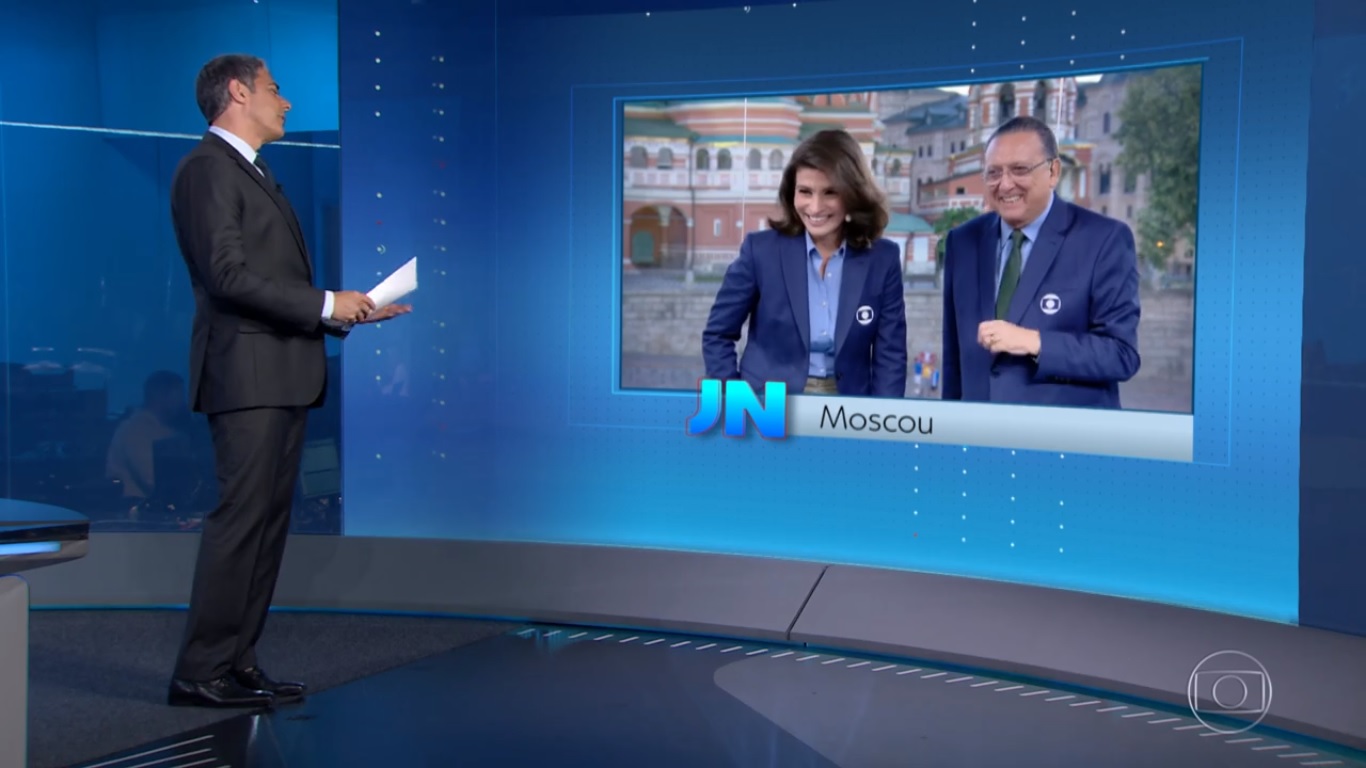 William Bonner, Renata Vasconcellos e Galvao Bueno no Jornal Nacional