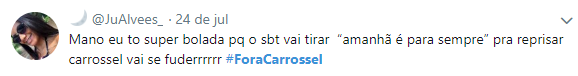 Internautas se manifestam contra a reprise de Carrossel (Reprodução: Twitter)