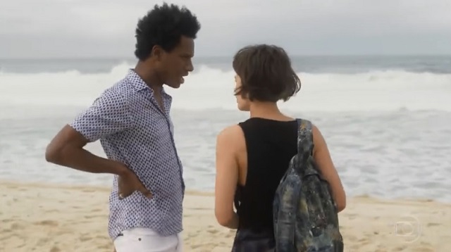 Ácacio (Danilo Ferreira) e Manuela (Luisa Arraes), de Segundo Sol, da Globo