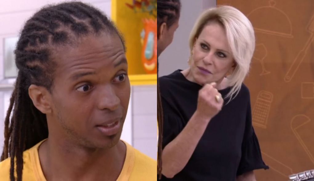 Ariel, participante do Jogo de Panelas, e Ana Maria Braga no Mais Voce