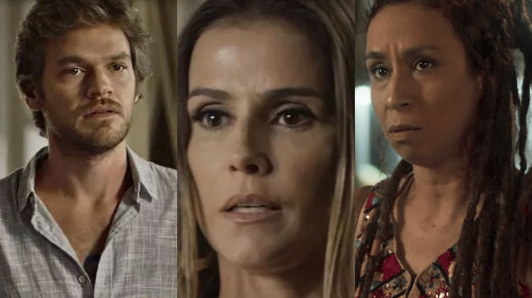 Beto (Emilio Dantas), Karola (Deborah Secco) e Gorete (Thalita Carauta) de Segundo Sol