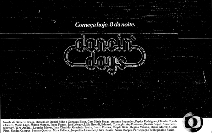 Anúncio da estreia de Dancin' Days nos jornais da época (Reprodução)