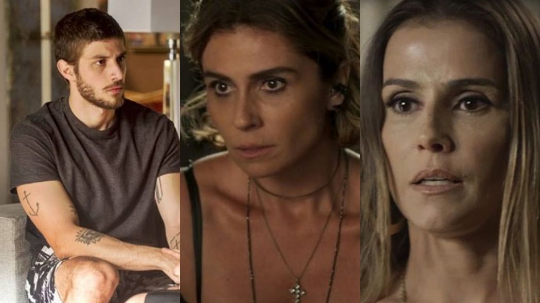 Icaro (Chay Suede), Luzia (Giovanna Antonelli) e Karola (Deborah Secco) de Segundo Sol